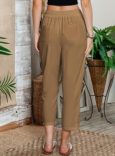 Image of Acelitt Women Casual Lightweight Drawstring Elastic Waist Pants with Pockets, S-XXL