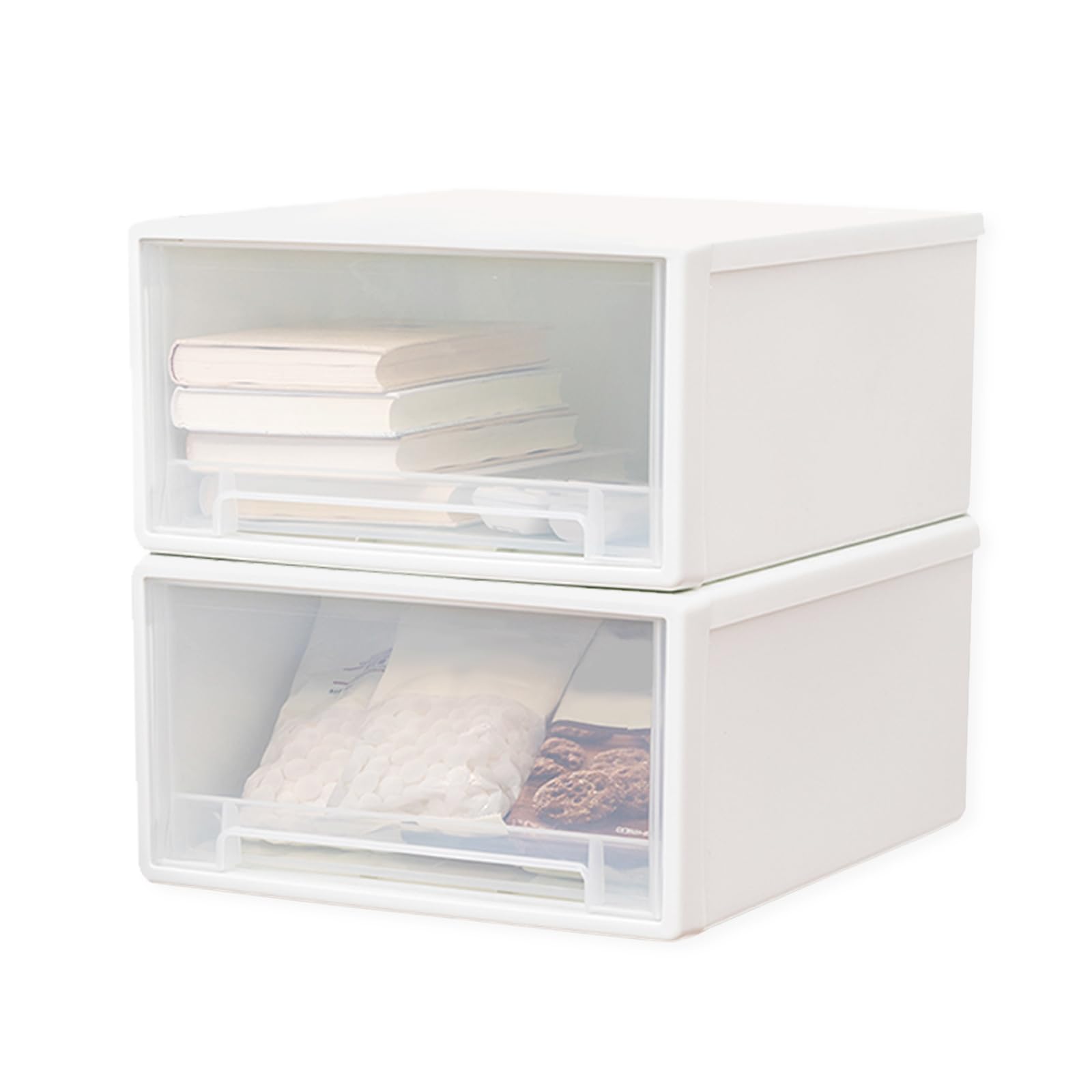 MytaYt 2 Piezas Cajonera Plastico Organizador Cajones de Almacenamiento Apilables Cajonera de Plastico Cajoneras Plastico Almacenaje para Oficinas, Tocadores, Escritorios (Blanco)
