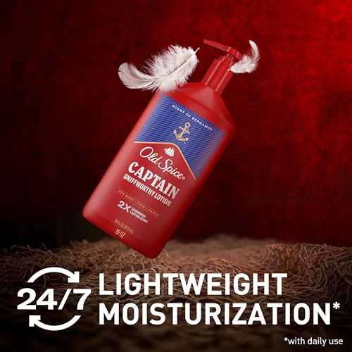 Image of Old Spice Hand, Face & Body Lotion for Men, 24 /7 Lightweight Moisturization with Amazing Scent, Instant Absorption, For All Skin Types, Captain with Bergamot Scent, 16 oz