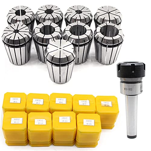 Portabrocas M12 MK3 ER32, 9 unidades, ER32, de acero para muelles, diámetro interior 2-20 mm, para herramienta de fresado