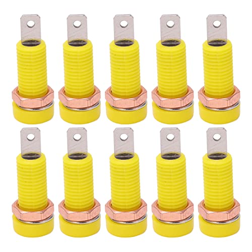Image of 10pcs 4mm Banana Jack Socket, Banana Jack Connector Panel Mount Binding Post Connector Adapter Panel for Electronic Instrument (Yellow)