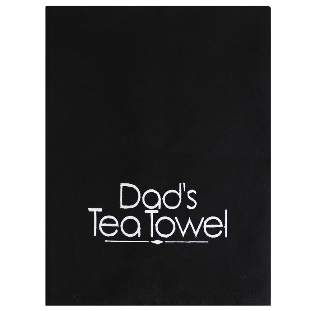 TeddyT's Dad and Grandad Kitchen Gift Tea Towel (Black) (Black, Dad)