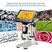 STPCTOU LCD Digital USB Microscope 4.3 Inch 10X-1000X Magnification Zoom, 8 LED Adjustable Light, Rechargeable Lithium Battery Camera Video Recorder for Phone Repair Soldering Tool Children Lab Edu