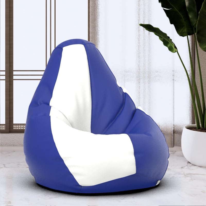 Bean Bag Chair Cover | Size: 1XL | Color: Blue White | Without Beans | Premium Leatherette Cover (CMF 0386)-image-38