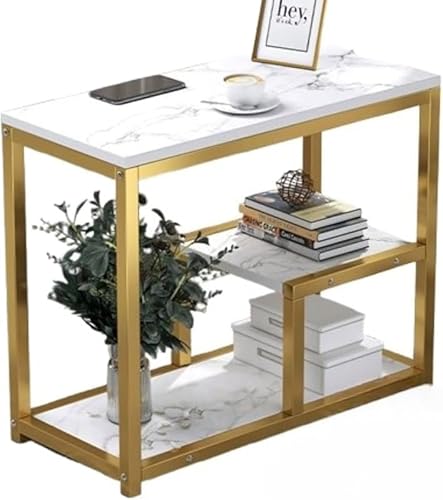 KryZaro�k�����R���p�N�g�T�C�h�e�[�u�� �z���C�g�}�[�u���V�� + �S�[���h�t���[�� 60×30×68cm ���[�t�� ���r���O�E�x�b�h�T�C�h�ȃX�y�[�X�e�[�u��