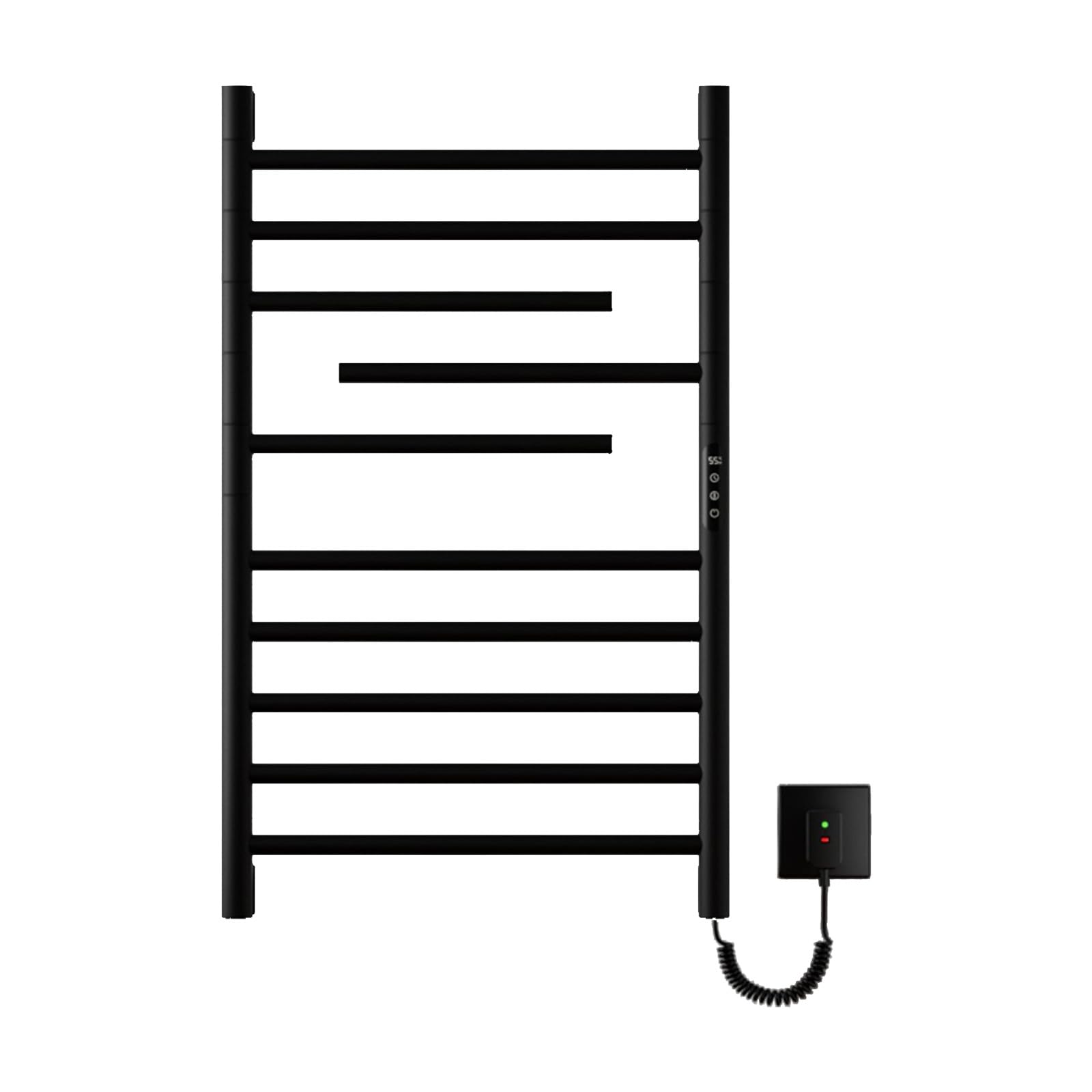Handtuchheizkörper, Badheizkörper Elektrisch, Bad Handtuchtrockner Elektrisch, 850×520 Mm, 180° Drehbare Stange, Thermostat, Heizstab 250W, Handtuchhalter, Bad Heizkörper. (Schwarz)