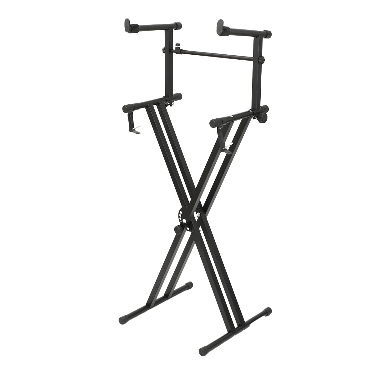 Lfhelper 2-tier Keyboard Stand with Adjustable Height & Depth, Fits Most Keyboards, Laptops & DJ Controllers, Sturdy Metal Construction, Non-Slip End Caps for Stability