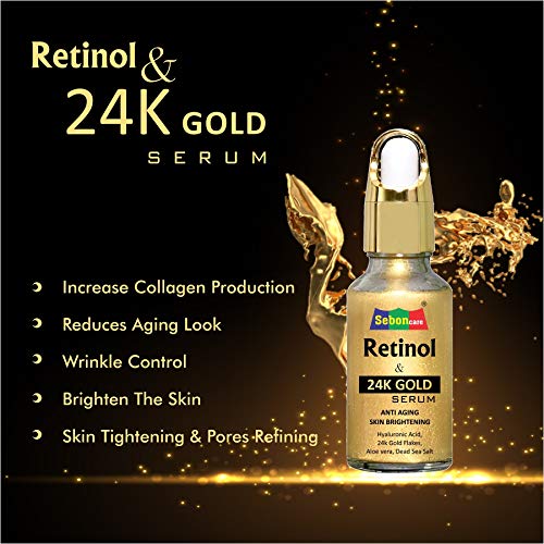 Image of Retinol Serum For Face Enrich with 24K Gold, Hyaluronic Acid, Vitamin E, Aloevera Extract - 10ml