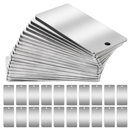 50 Pack Metal Engraving Blanks Stainless Steel Rectangle Blank Tags Metal Stamping Blanks Metal Tags, 1 Inch x 2 Inch