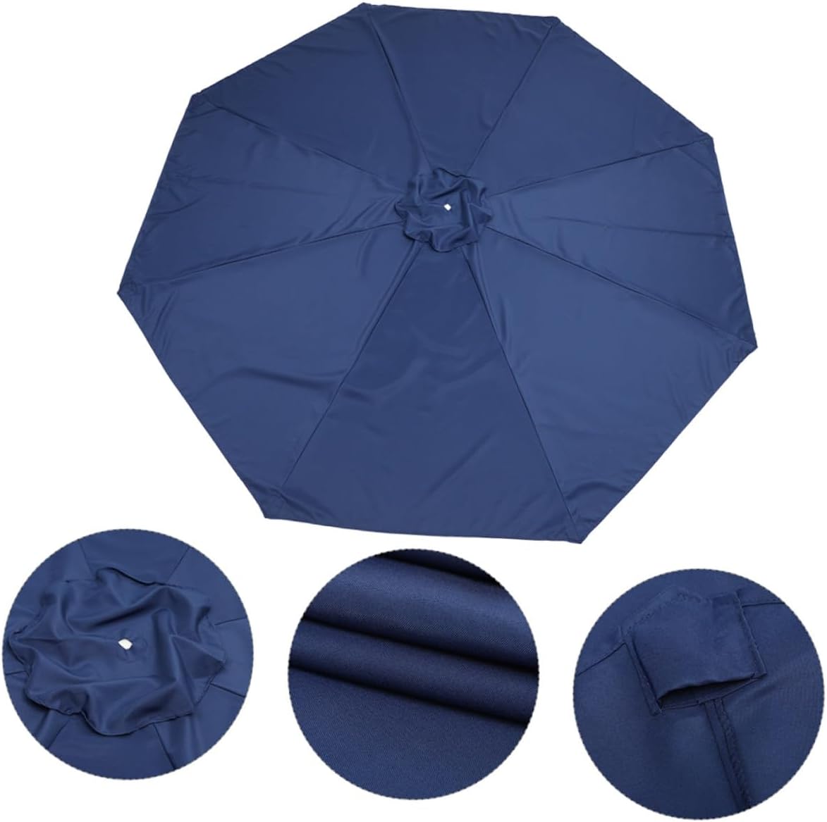 Replacement Canopy Umbrella 2.7m 8-rib Polyester Fabric Outdoor Patio Umbrella Cover Sunshade Waterproof Garden Parasol Replacement Cloth Navy Blue