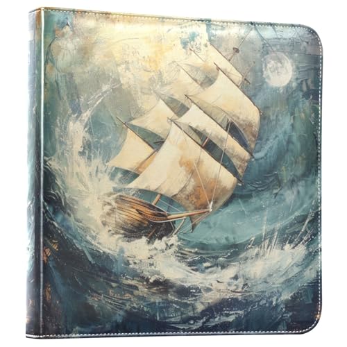 Álbum de fotos ALAZA náutico con olas del océano, cubierta de cuero PU, encuadernación de 3 anillas, para bodas, familia y viajes miniatura 1