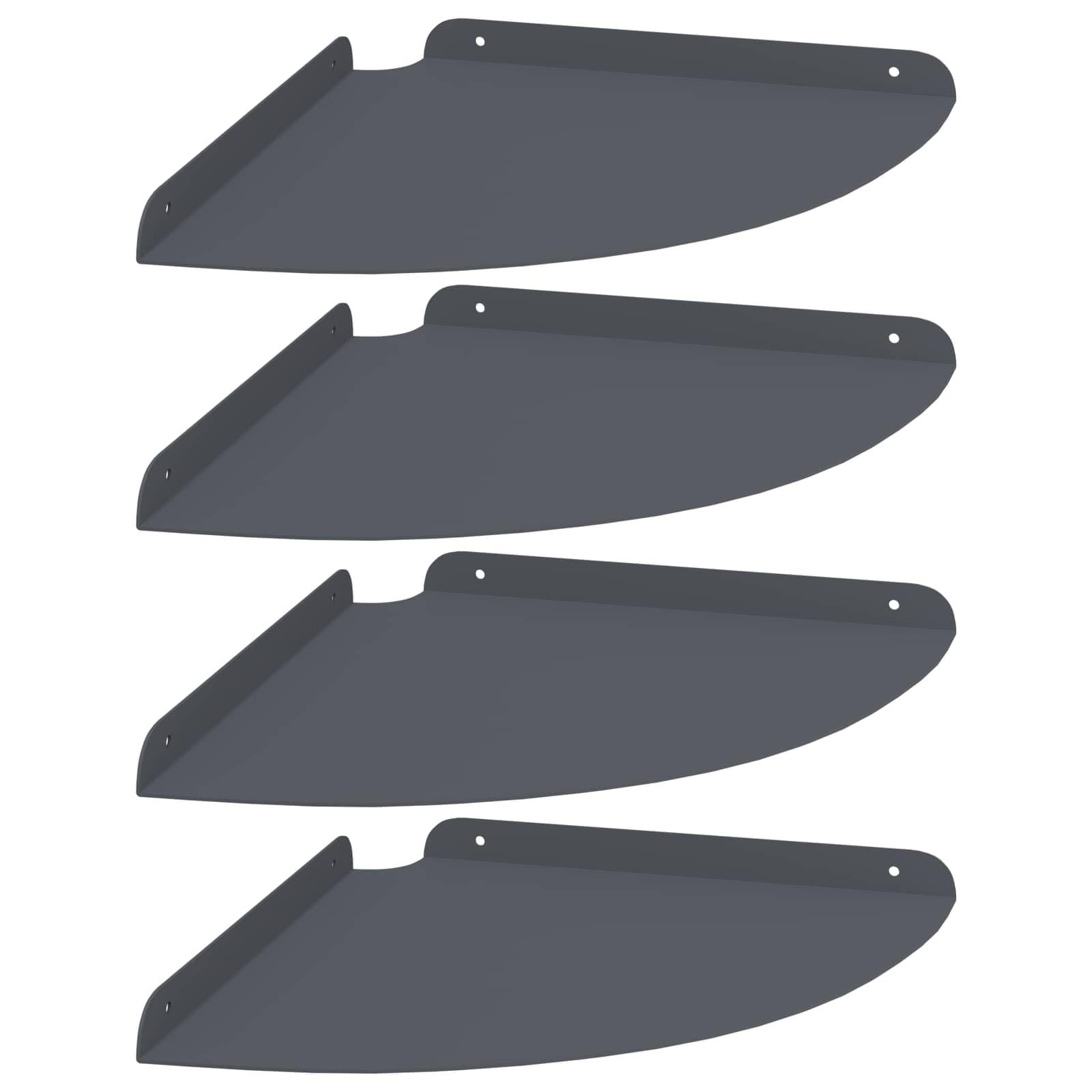 Set di 4 scaffali angolari in metallo, 30 x 30 x 2 cm, colore antracite | Mensole angolari in acciaio per cucina e soggiorno. Il bordo rialzato protegge le decorazioni e le spezie dalla caduta.