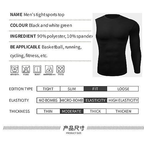 BaronHong 1/2 Single Arm Long Sleeve Compression Shirts Men,Athletic Base Layer Workout Basketball2