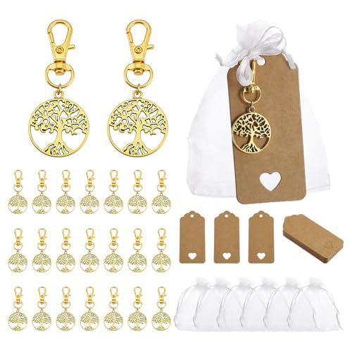 Tree of Life Keychain Favors with Gold Finish