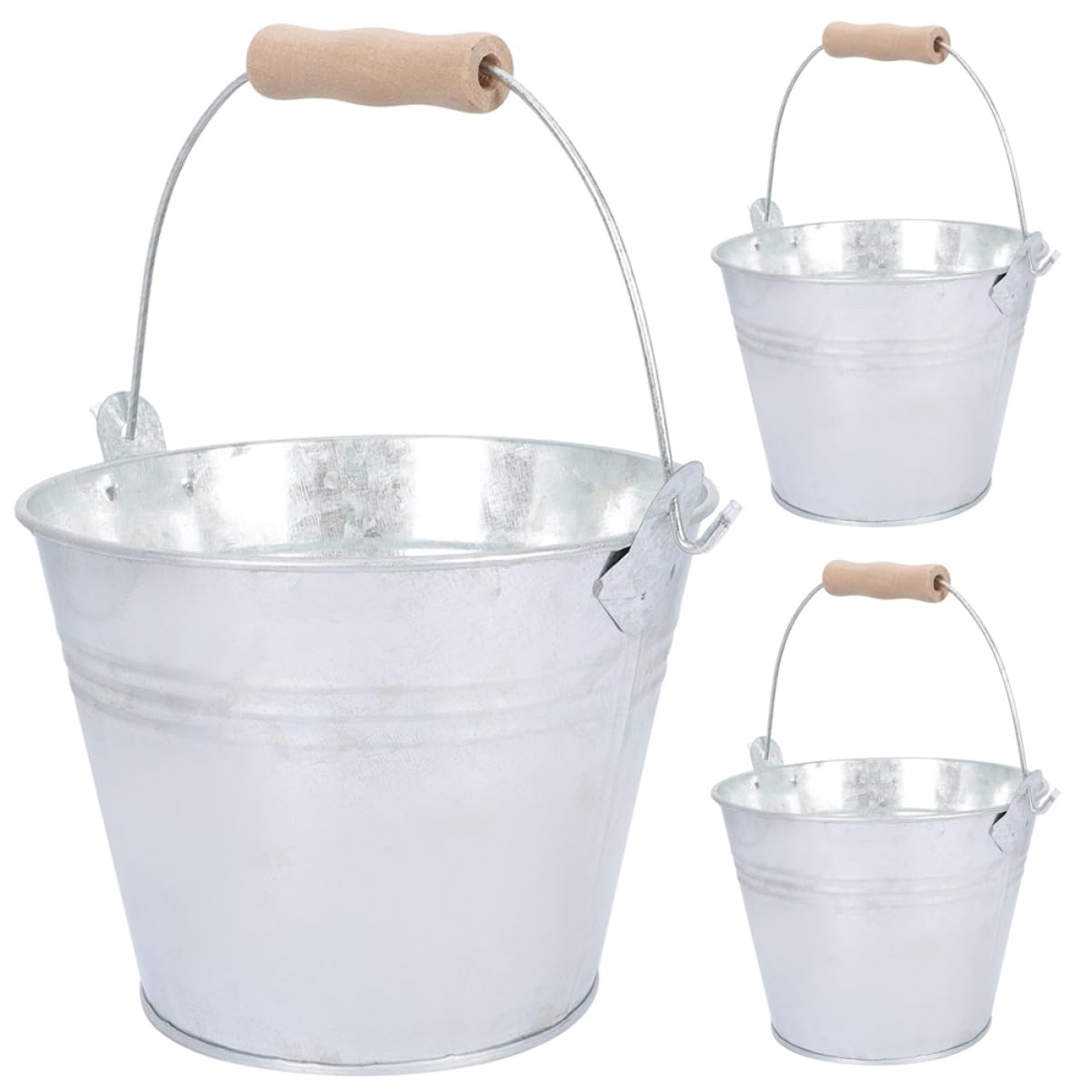 BEBEMOKO Iron Storage Bucket Tin Galvanized Large Capacity Handle Design for Fire Pit Fireplace Grill