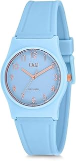 ساعة انالوج بعقارب وسوار راتنج للنساء من كيو اند موديل VP34J075Y أزرق