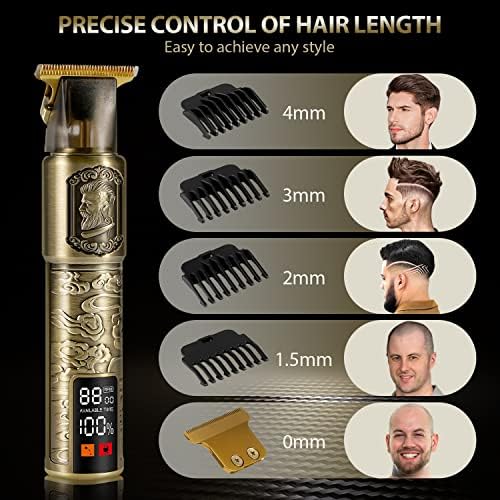 Beard Trimmer Men,Professional Hair Clippers for Men with 1.6" LCD Display,Cordless Rechargeable Hair Trimmer Shaver Set for Barbers and Home,USB Zero Gapped T Blade Hair Cutting Kit,Gift for Men