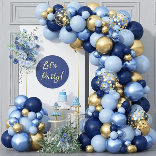 Blue Gold Balloons Garland Arch Kit, Navy Blue Light...