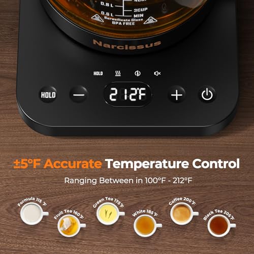Tetera Eléctrica Narcissus 1.8L Control Temperatura Negra miniatura 3