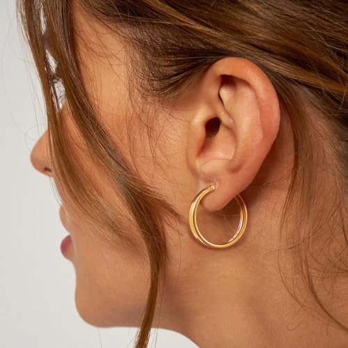 Hoop Earrings for Women 14K Gold Earrings for Women Large Hoops Earring Minimalist in Design with 30mm Diameter Womens Statement Hoop Earring2