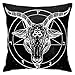 Fundas De Cojín Pentagrama con Demonio Baphomet Satánico Cabeza De Cabra Símbolo Binario Tatuaje Retro Música Funda De Almohada para Cojín Colorido Throw Pillow Case Simple Funda De Almohada 45X45Cm