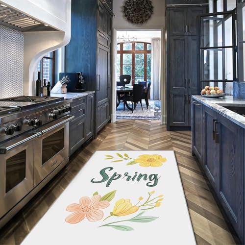Tapis de chambre 160x200cm lavable et moderne à motif marguerite