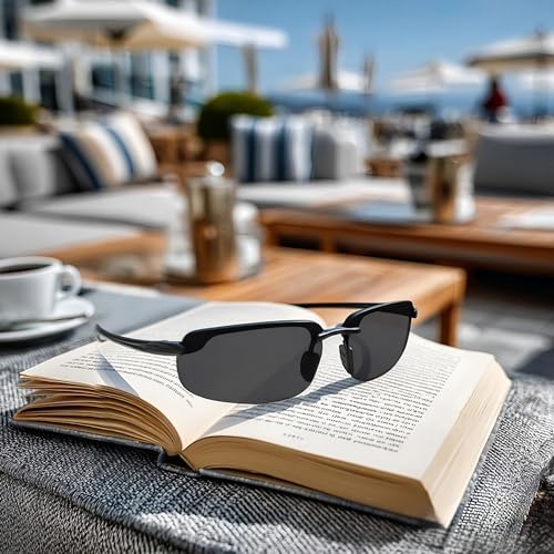Image of JULI Sports Sunglasses for Men Women Tr90 Rimless Frame for Running Fishing Baseball Driving MJ8001
