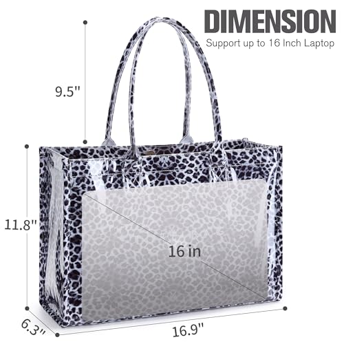Image of KALIDI PVC Tote Bag Women's Kraft Paper Work Handbags Purses with Top Handle