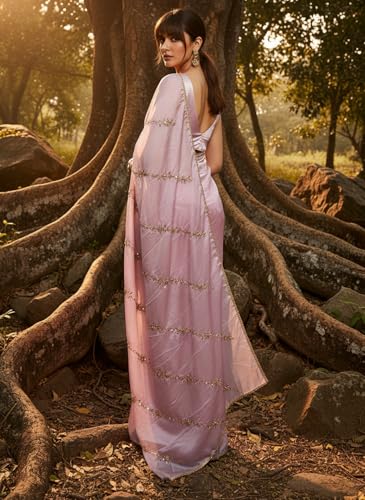 Image of Glory Sarees Women's Georgette Silk Heavy Beads & Sequin Embroidery Work Saree With Blouse Piece (Beads Work103 Parent)