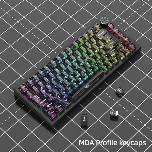 Image of dagaladoo Grey Clear keycaps,Transparent keycaps 60 75 100 Percent,Ceramic Jelly Keyboard caps Set,Shine Through keycap.,MDA Profile Keyboard Key Cap for Mx Switches Mechanical Keyboard(115key)