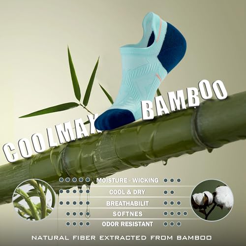 BRISIRA Bamboo Viscose Coolmax Mens No Show Socks Cushioned Moisture Wicking Anti Blister Athletic Low Cut Socks2