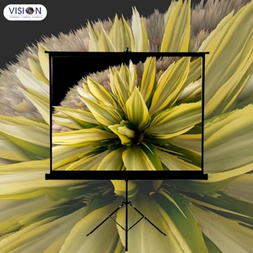 Image of Vision 120 Inch (8x6 Ft) Tripod Projector Screen | Large Portable Foldable Screen | Full HD, 4K, 3D & 1080p Compatible | Adjustable Height, Anti-Glare Matte White Fabric for Home, Office & Outdoor Use