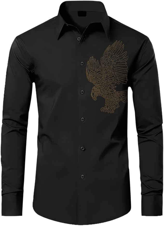 Eagle Designer Premium Cotton Without Pocket Solid Shirt for Man (Black)