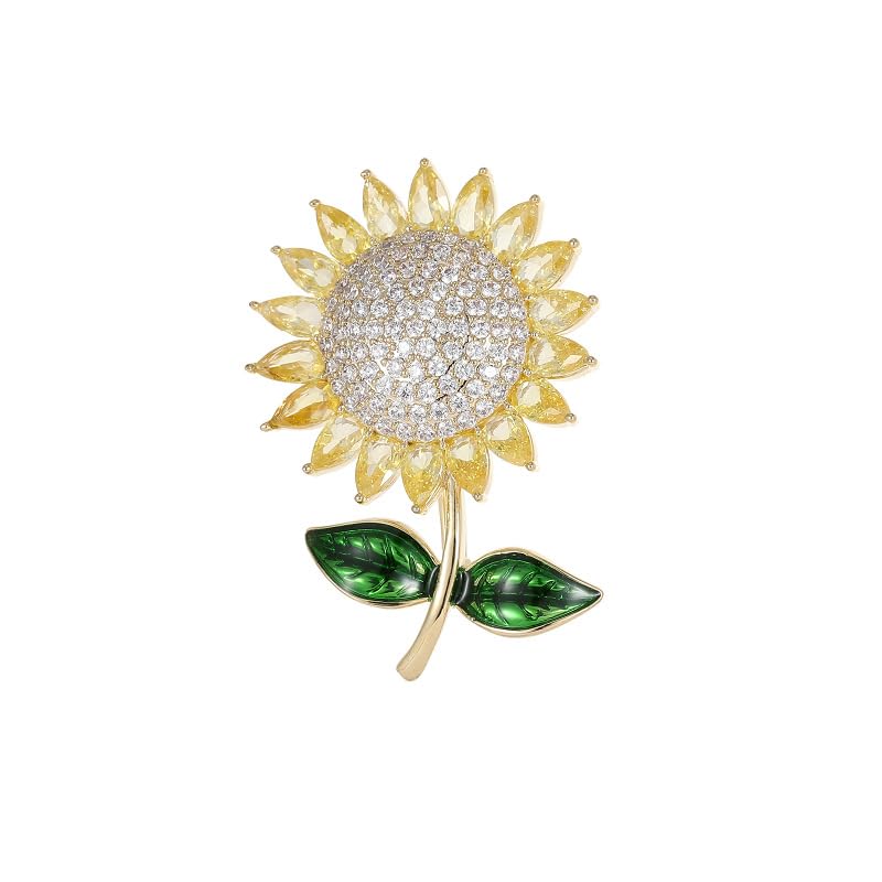 Image of 14K Gold Sunflower Coat Brooches for Women, Suit Cardigan Pin for Stylish Casual Wear, Small Brooch