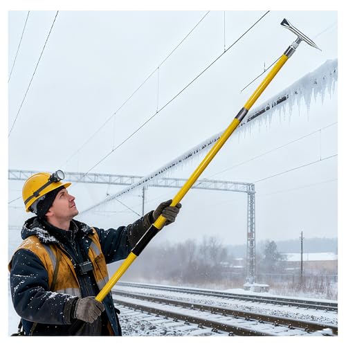 Słup do usuwania śniegu z włókna szklanego o wysokim napięciu 110 kV, izolowany uchwyt, łopatka do śniegu i skrobaczka do mrozu, niezbędny sprzęt zimowy do bezpiecznego odśnieżania