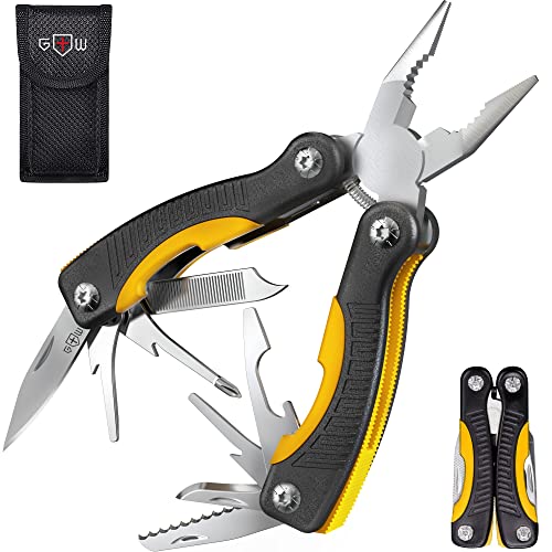 Mini Multitool Knife 12 in 1 - Small Pocket Multi Tool with Knife and Pliers - Best Small Utility Multi Purpose All in One Tools for Men Women - Best Gear Accessory for EDC Work Camping Hiking 2229