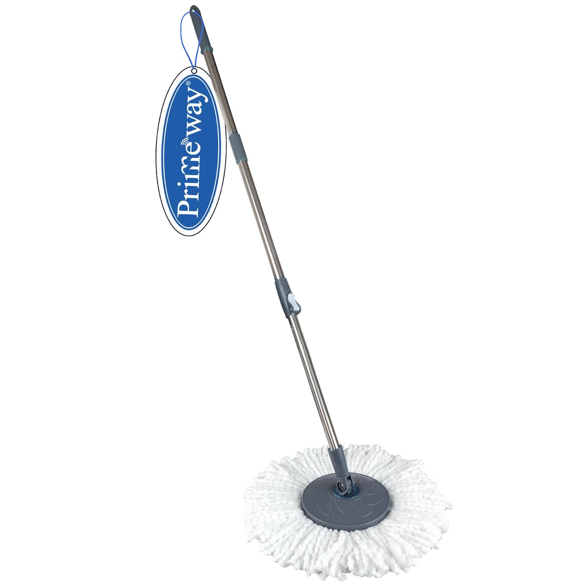 - Primeway® Stainless Steel 124cm Length Extendable Handle/Stick Rod for Spin Mop Replacement Spares Set with Microfibre Refill (38cm White)