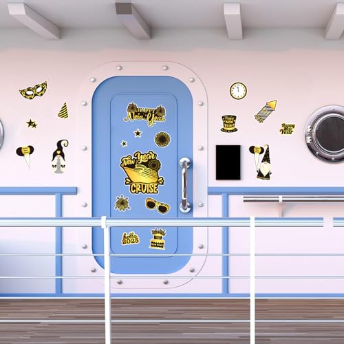 Whaline WH11311 23Pcs New Year Cruise Door Magnet Gold Black Refrigerator Magnets Gnome Balloon Fridge Magnetic Stickers Garage Magnet thumb #5