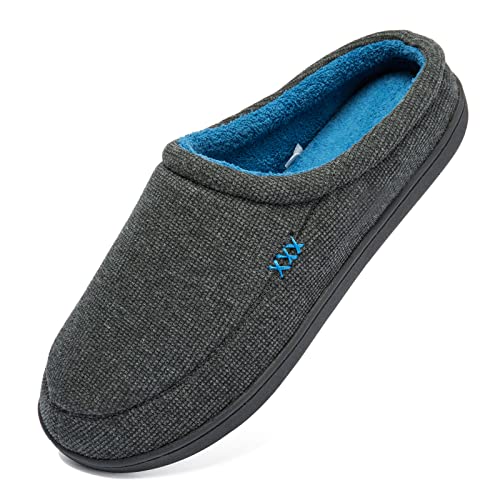 Image of NewDenBer Men's Warm Memory Foam Suede Plush Fleece Lined Slip on Indoor Outdoor Clog House Slippers