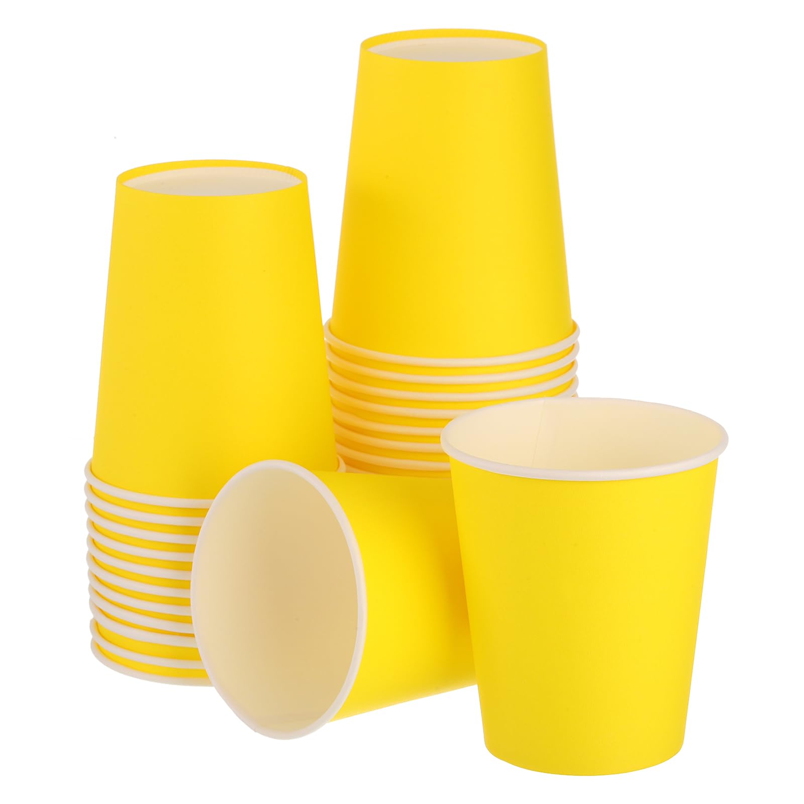 uxcell Colorful Disposable Paper Cups,50 PCS 9 OZ Creative Educational Toys Arts Craft Supplies, DIY Paper Cups for Parties (Yellow)