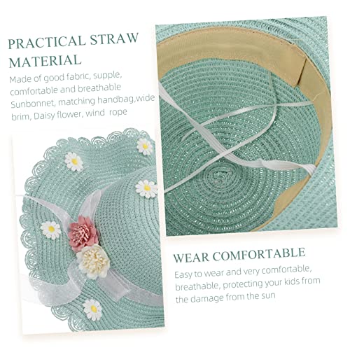 Homoyoyo 1set Breathable Straw Hat and Handbag for Girls Adorable Brim Design for and Family Outings2