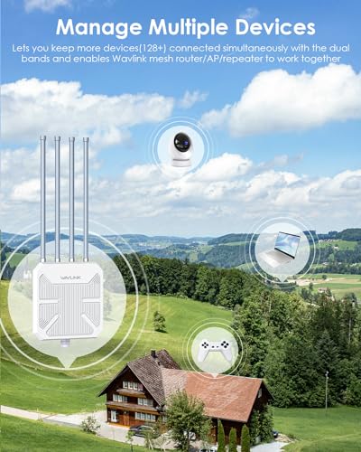 Image of WAVLINK AX3000 Outdoor WiFi 6 Repeater,Dual Band /PoE /IP67 Waterproof /Coverage Up to 3Km, Supports Up to 256 Devices for Garage, Yard, RV