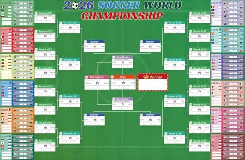 2026World Football Wall Chart Poster 80x125cm soccer Tournament Bracket Tracker All Groups & Knockout Stages Giant Size Perfect for Adult Fans & Home Decoration UAE Edition مباريات حسب توقيت دبي