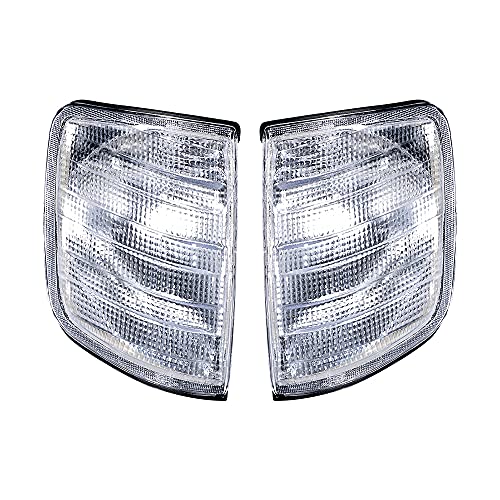 Astra Depot USA Left Right W124 Turn Signal Light Cover Replacement for 1985-1995 Mercedes E-Class Driver Passenger Corner (Clear Lens)