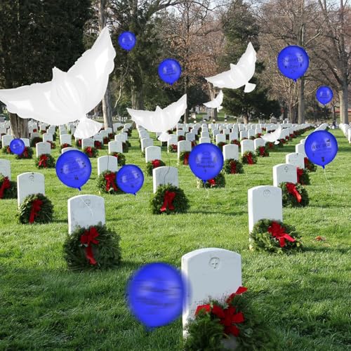 Image of 4PCS White Dove Balloons and 35PCS Memorial Balloons to Release in Sky Memorial Balloon for Release Happy Heavenly Balloon for Condolence, Funeral, Anniversary, Remembrance Services