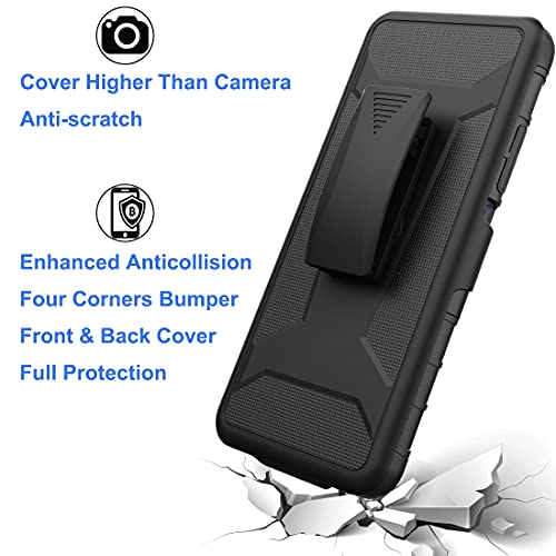 Ailiber Compatible With Zte Blade 11 Prime Case, Zte Blade A71 Case Holster With Screen Protector, Swivel Belt Clip Holster Kickstand Holder, Heavy Duty Full Body Cover For Zte Blade 11 Prime-Black #TOP5
