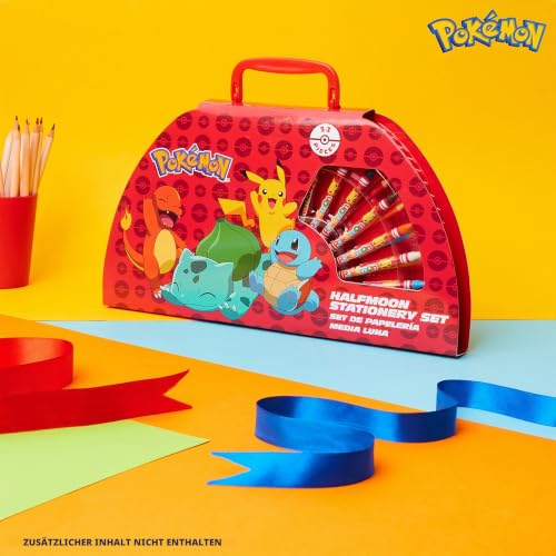 Pokemon Malkoffer Kinder Bastelset Malen Set mit Wasserfarben Filzstifte Buntstifte Wachsmalstifte Pikachu Geschenke für Kinder (Rot) – Ansicht 6