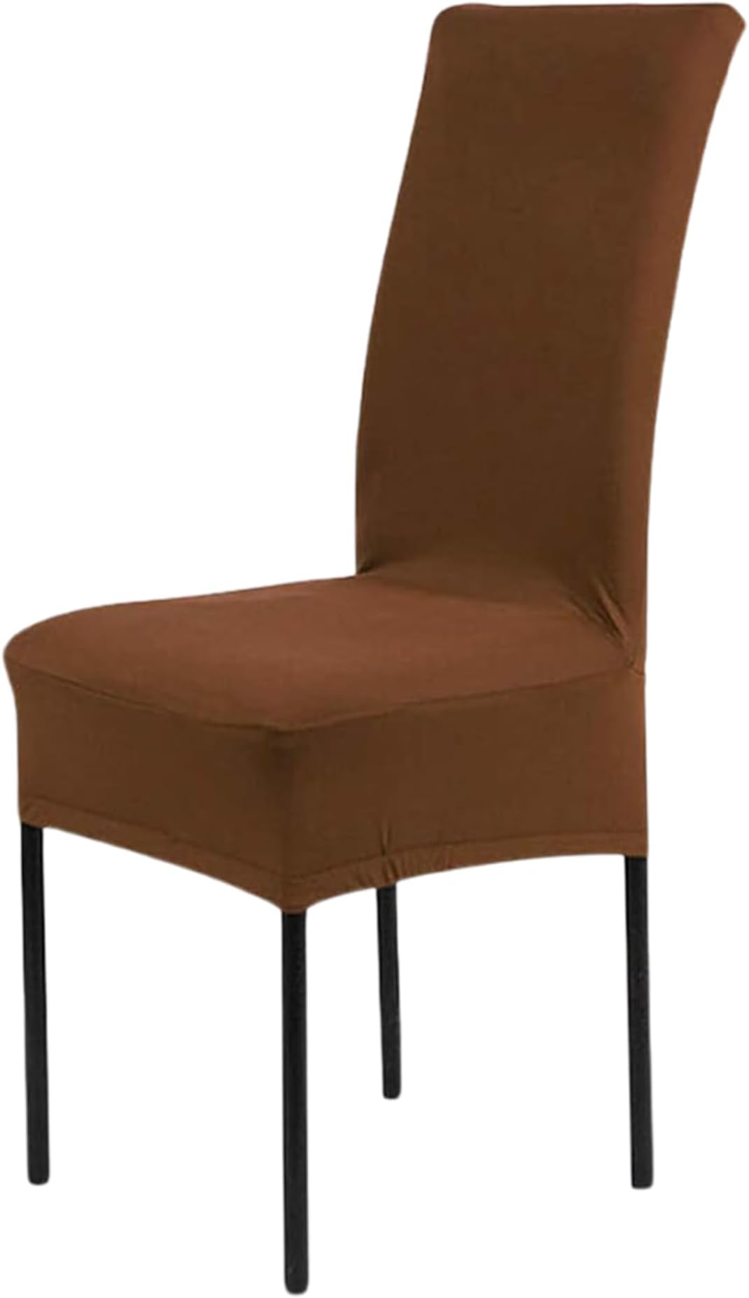 High-Back Chair Covers for Dining Room Chairs – Spandex Stretch, Universal Armless Chair Protective Slipcover, Removable & Washable for Kitchen, Wedding, Party, Banquet & Hotel, Brown, Pack of 8