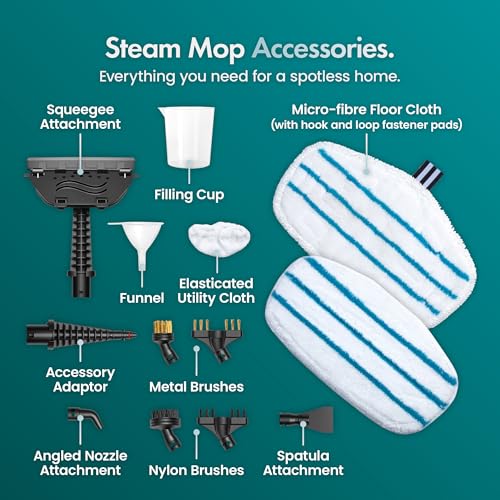 VonHaus 10-in-1 Steam Mop – 1500W Floor Steamer & Handheld Steam Cleaner, Multi-Surface Chemical-Free Cleaning Electric Mop, 3 Steam Levels, 180° Swivel Head, 7m Power Cord, 400ml Tank & Attachments - Image 8