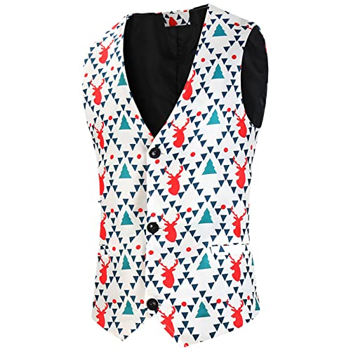 Christmas Waistcoats For Mens, Single-Breasted Suit Funny Xmas Santa Claus Snowman Prom Business Casual Vests Gentlemen Turn-Down Stand Collar Men's Big & Tall Casual Jersey Hoodie Music #TOP4